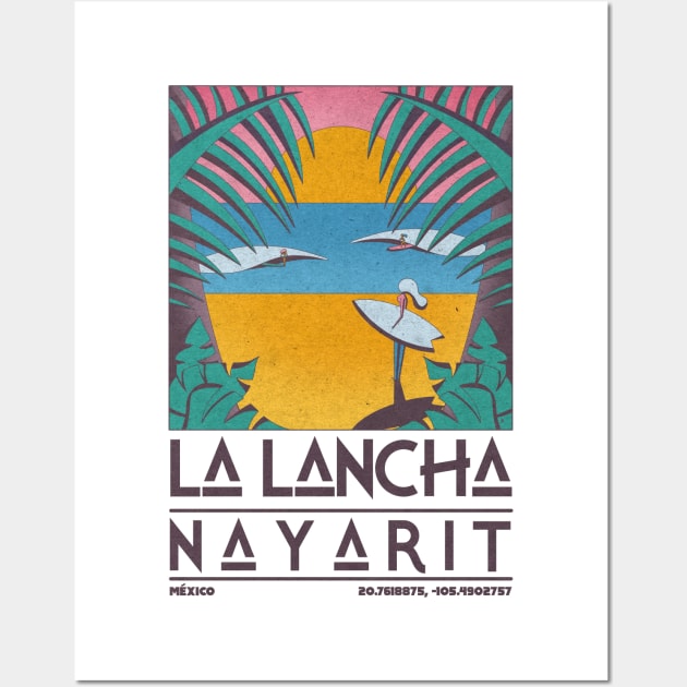 La Lancha, Nayarit, Mexico Retro Travel Poster Wall Art by JDP Designs
